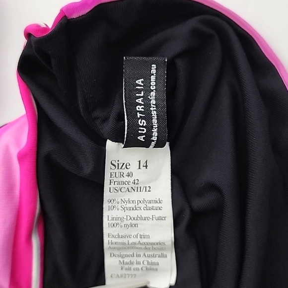 BAKU Australia Tankini Swim Top Pink Black Stripes Ruched Waist Size 11/12 - Picture 11 of 14